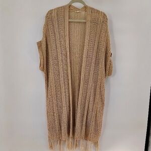 Jodifl Cream Open Cardigan Cover Size Small Crochet With Fringe No Sleeve